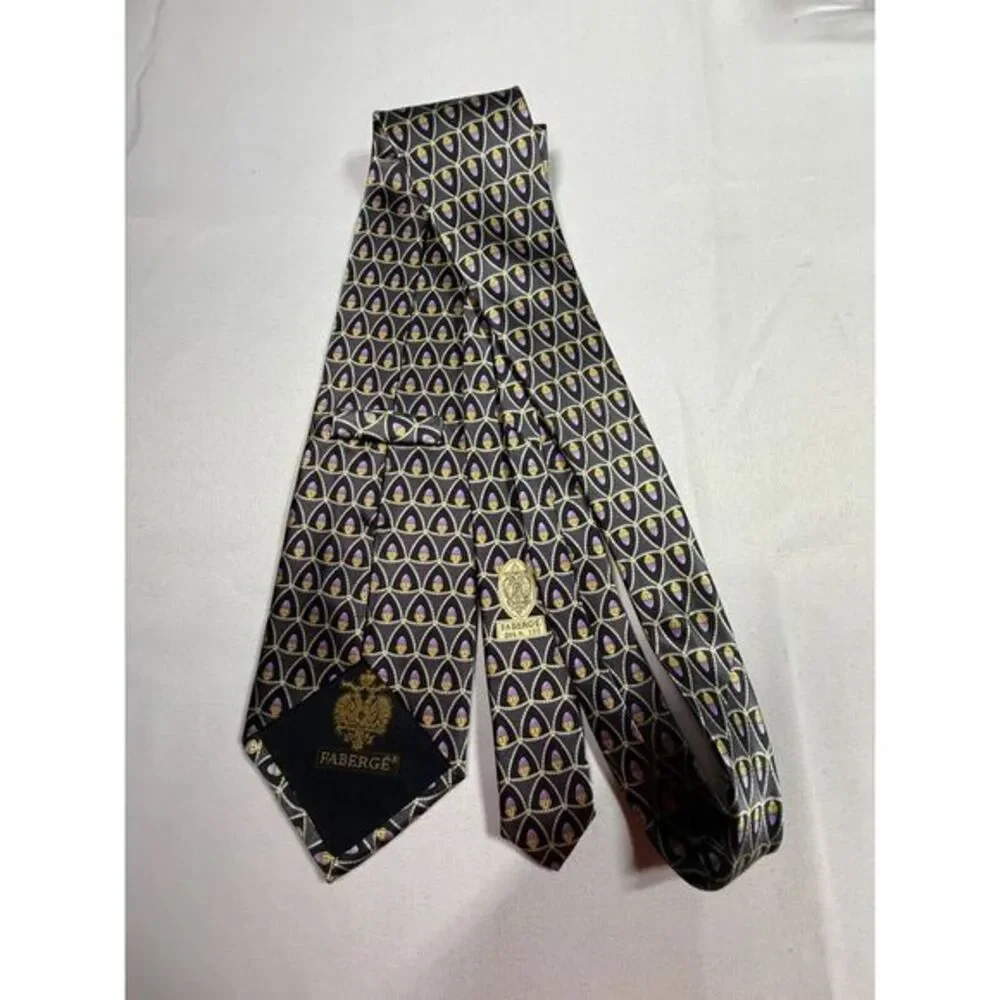 Faberge Mens‎ Silk Necktie Purple Egg Geometric Print Tie